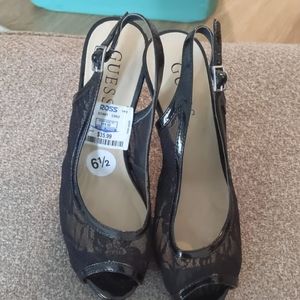 Lacy black high heels